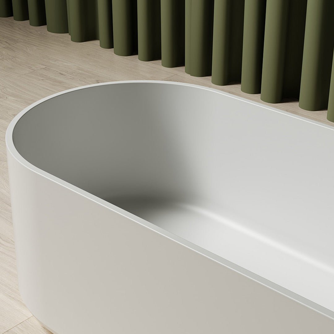 Cada de baie, freestanding, 1700x750x550 mm, din compozit, ovala, alb mat, MonBlari