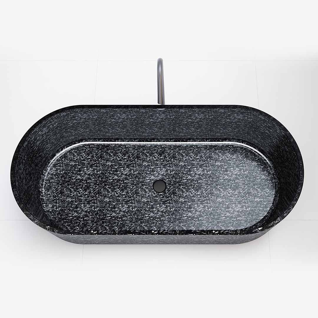 Cada de baie, freestanding, 1700x780x550 mm, negru, din fibra de carbon Mozaic, forma ovala, MonBlari