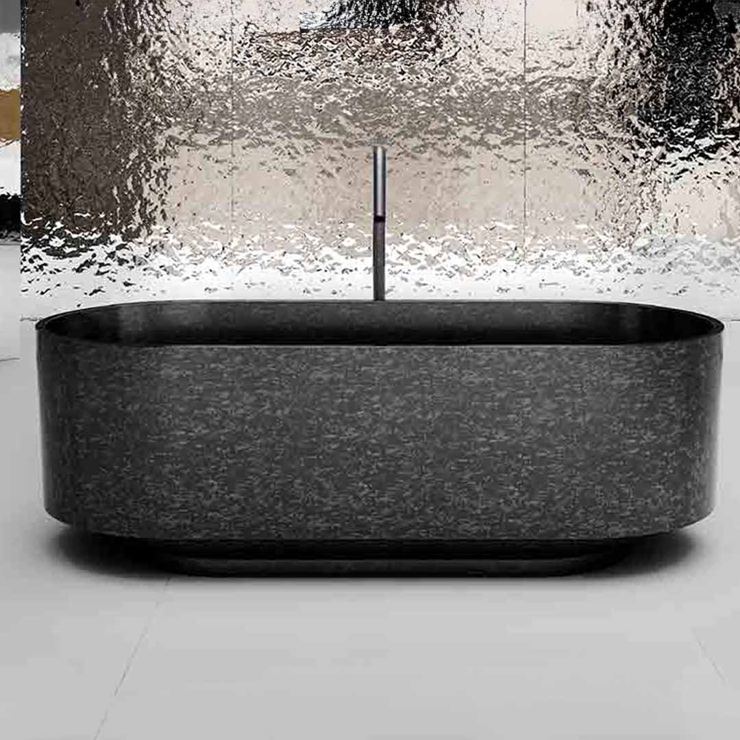 Cada de baie, freestanding, 1700x780x550 mm, negru, din fibra de carbon Mozaic, forma ovala, MonBlari