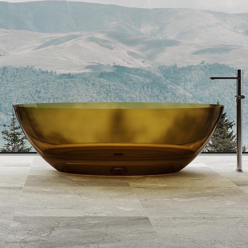 Cada de baie, freestanding, 1700x800x520, din rasina, ovala, auriu transparent, MonBlari