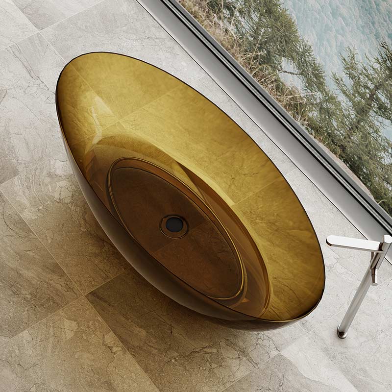 Cada de baie, freestanding, 1700x800x520, din rasina, ovala, auriu transparent, MonBlari