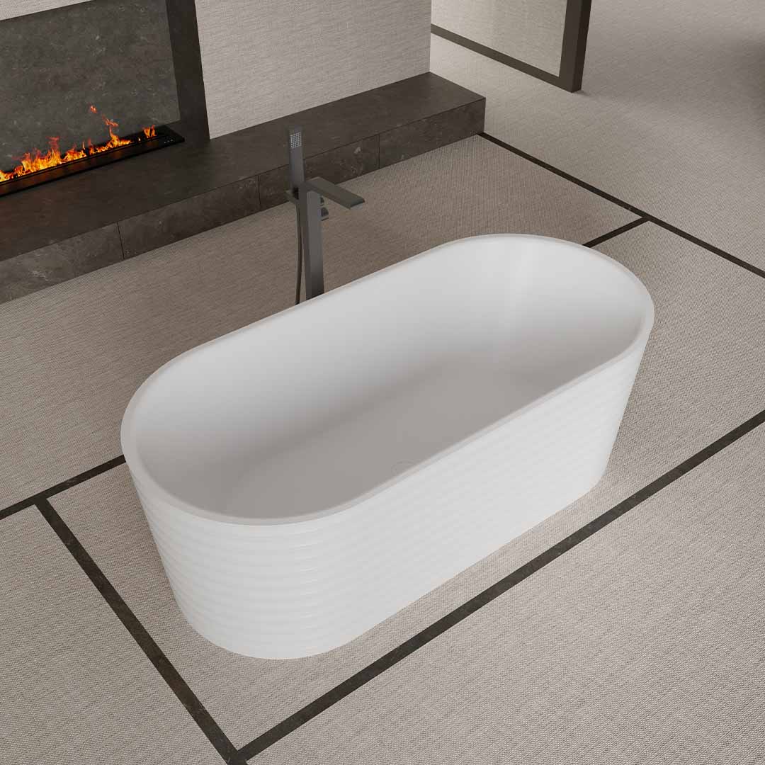 Cada de baie, freestanding, 1700x800x550, din compozit, oval, alb, MonBlari