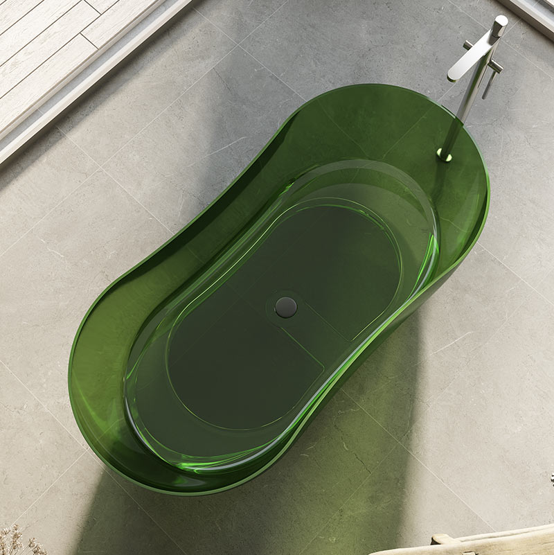 Cada de baie, freestanding, 1700x800x550, din rasina, ovala, verde transparent, MonBlari