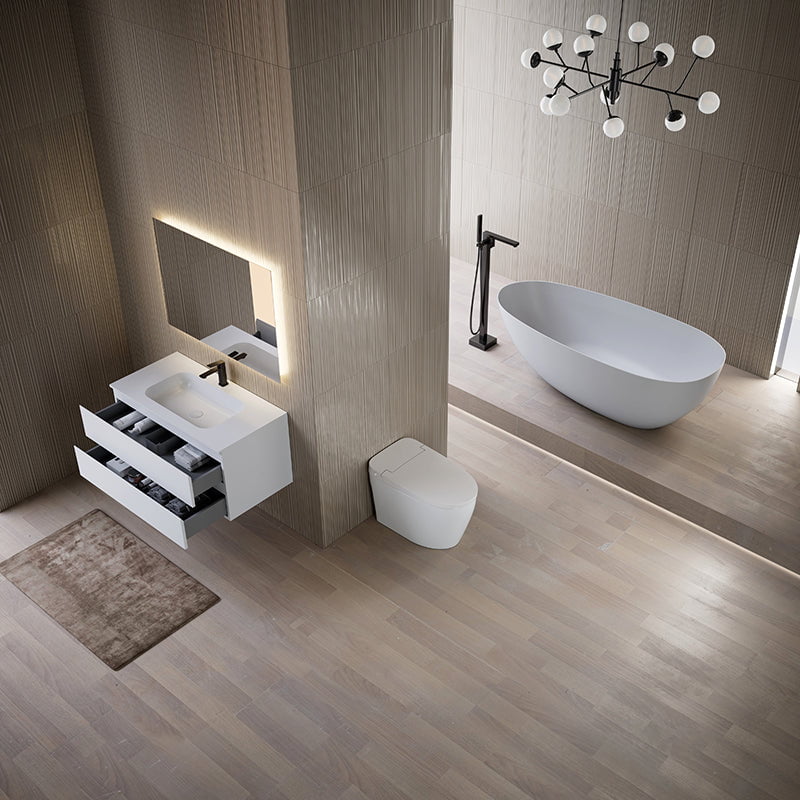 Cada de baie, freestanding, 1700x800x550 mm, din compozit, ovala, alb, MonBlari