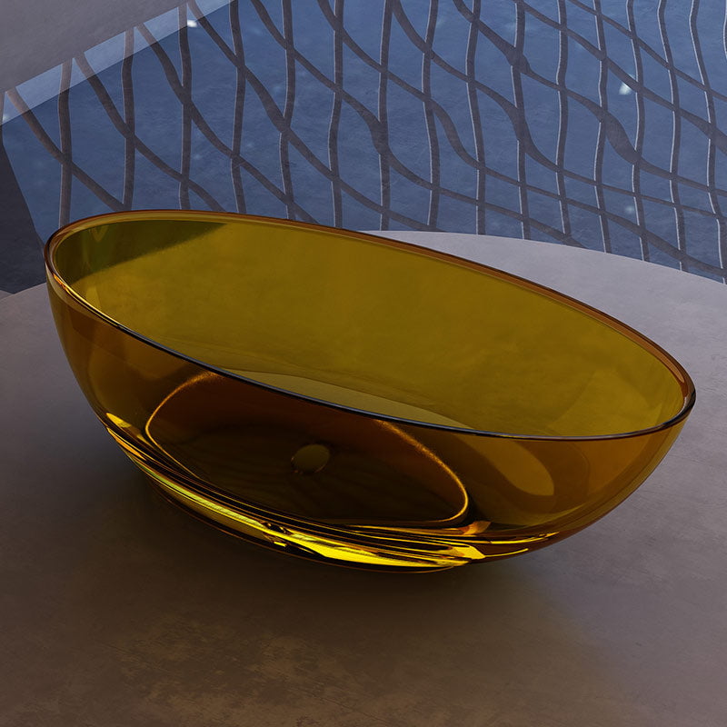 Cada de baie, freestanding, 1700x800x550 mm, din rasina, ovala, auriu transparent, MonBlari
