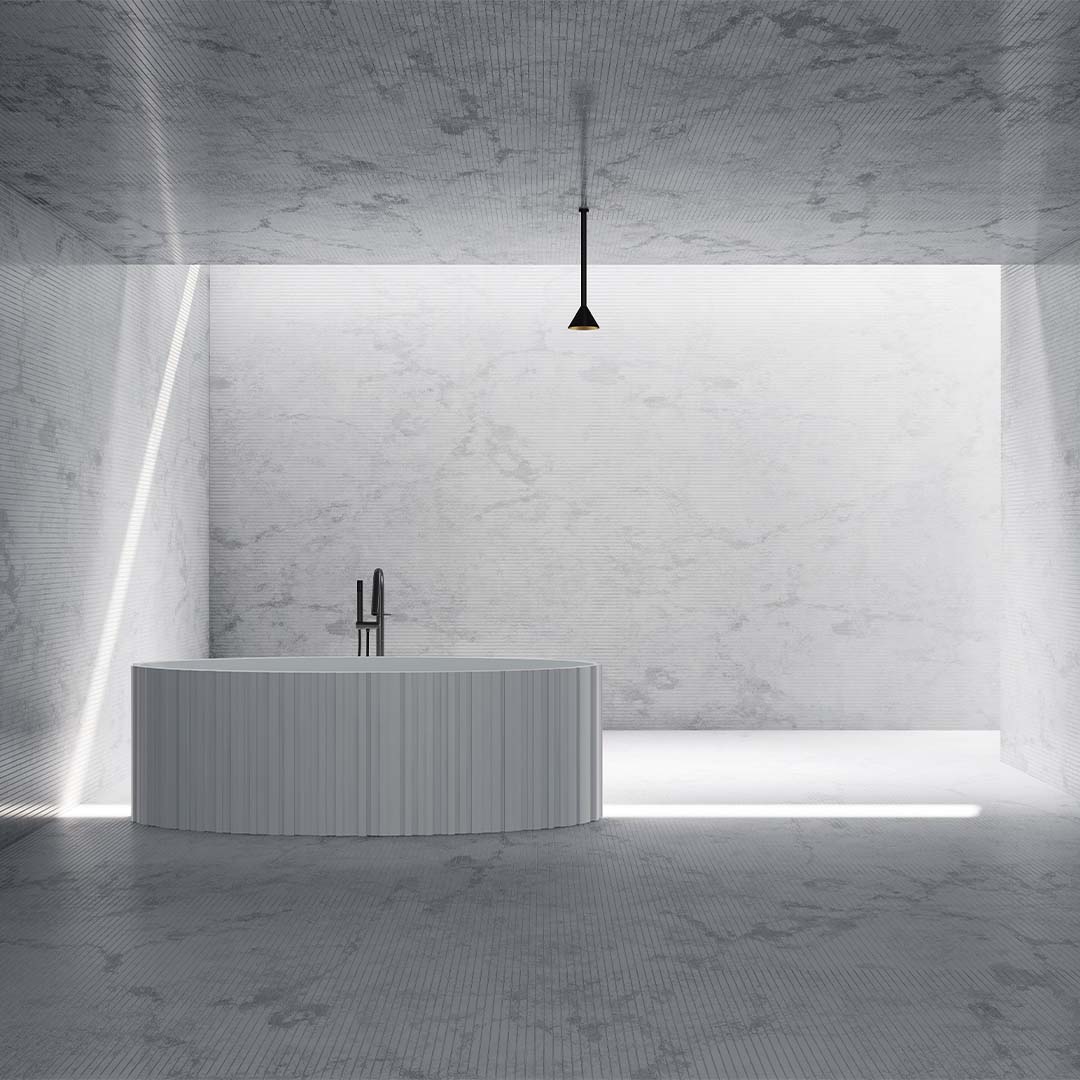 Cada de baie, freestanding, 1700x800x550mm, ovala, din compozit, alb, riflaj vertical, MonBlari