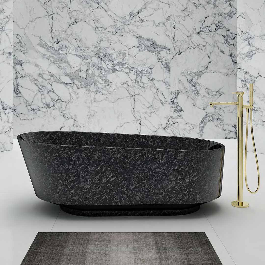 Cada de baie, freestanding, 1700x800x580 mm, negru, din fibra de carbon Mozaic, forma ovala, MonBlari