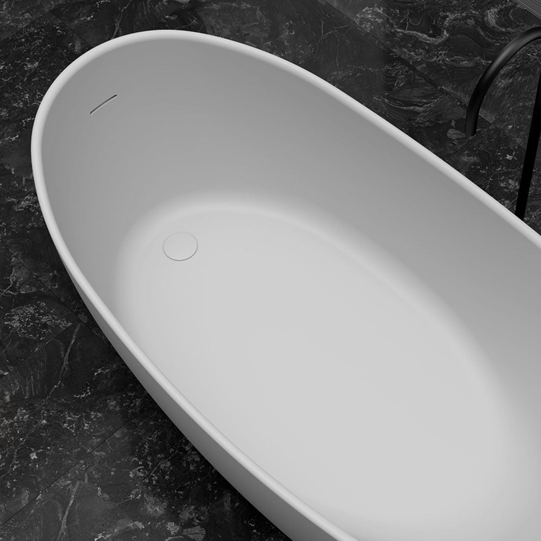 Cada de baie, freestanding, 1700x800x630 mm, din compozit, ovala, curbata, alb mat, MonBlari