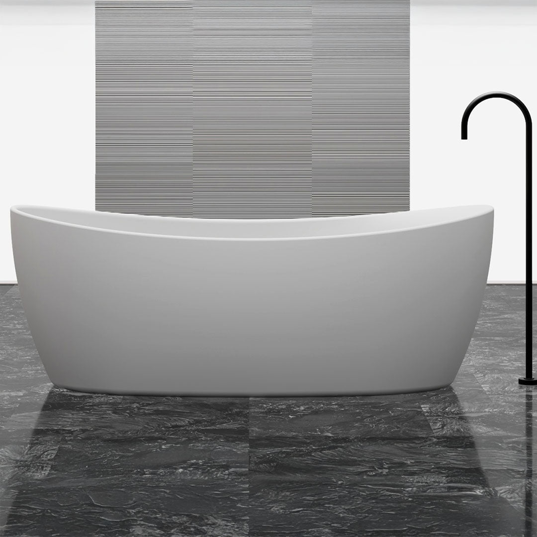 Cada de baie, freestanding, 1700x800x630 mm, din compozit, ovala, curbata, alb mat, MonBlari