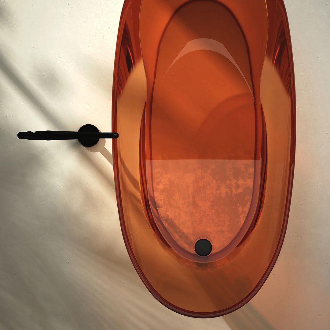 Cada de baie, freestanding, 1700x800x630 mm, din rasina, ovala, portocaliu transparent, MonBlari