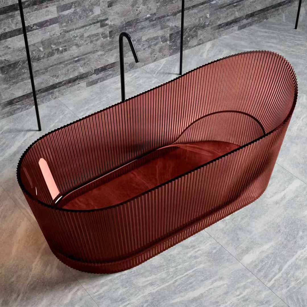 Cada de baie, freestanding, 1700x800x730, din rasina, ovala, maro transparent, MonBlari