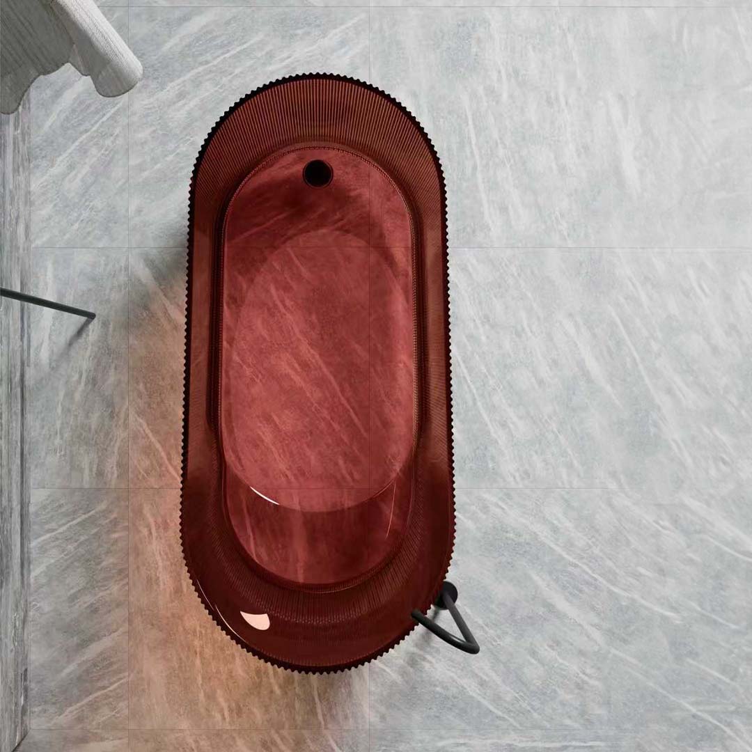 Cada de baie, freestanding, 1700x800x730, din rasina, ovala, maro transparent, MonBlari