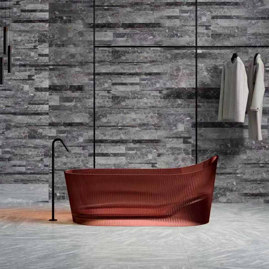 Cada de baie, freestanding, 1700x800x730, din rasina, ovala, maro transparent, MonBlari