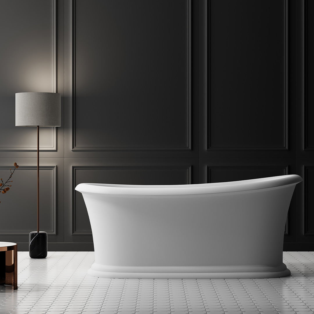 Cada de baie, freestanding, 1700x800x750, din acril sanitar, ovala, alb mat, MonBlari