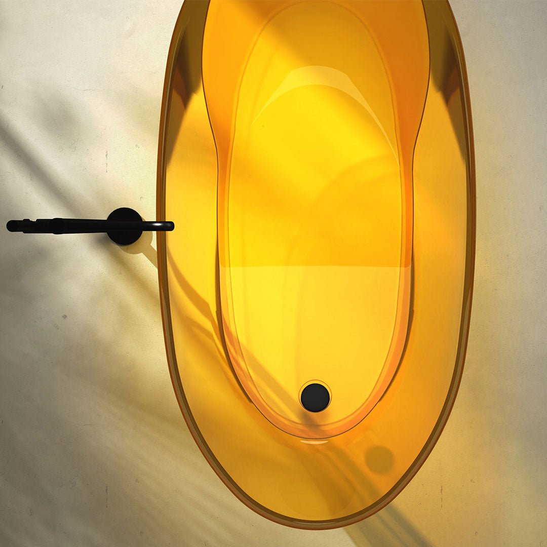 Cada de baie, freestanding, 1700x850x550 mm, din rasina, ovala, galben transparent, MonBlari