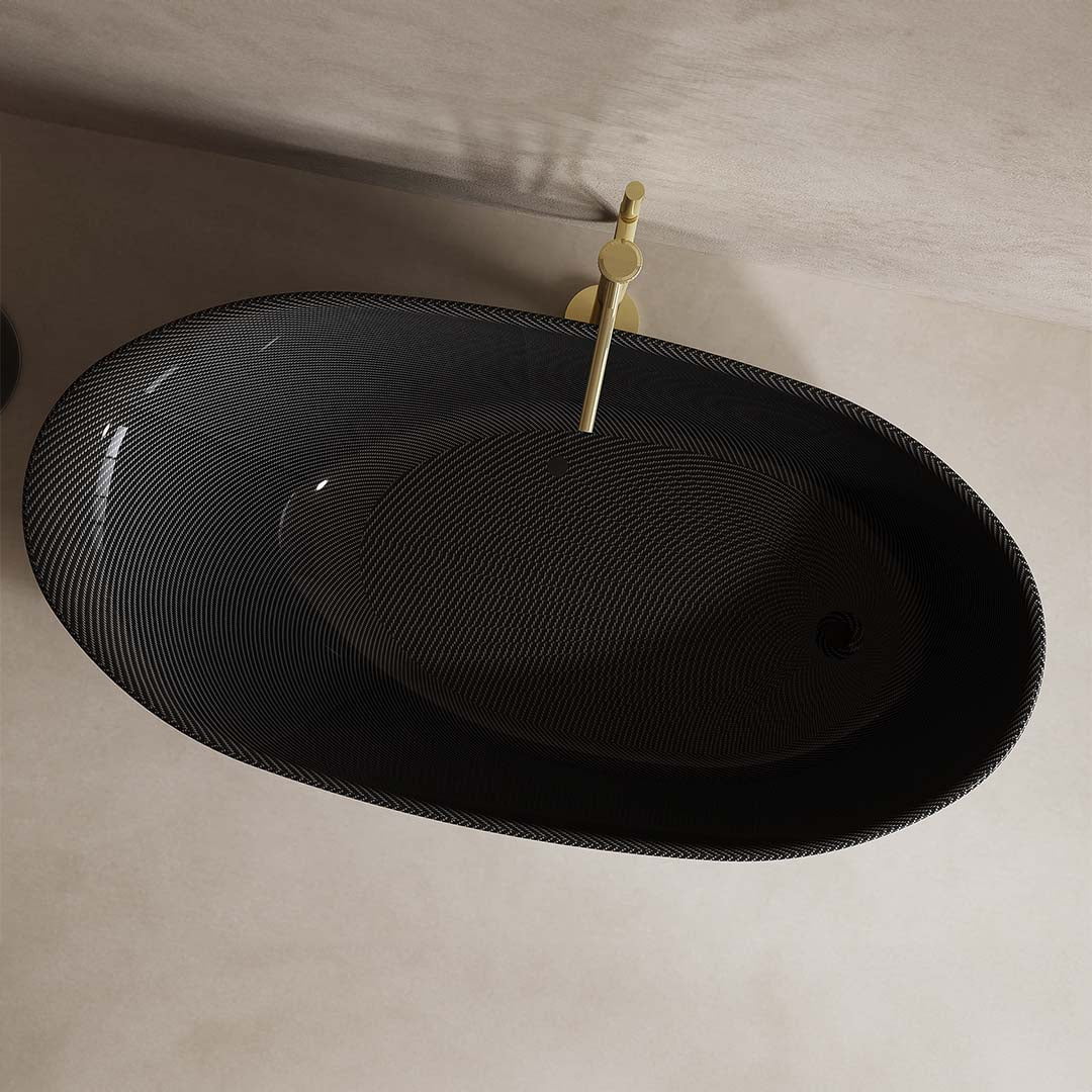 Cada de baie, freestanding, 1700x850x550 mm, negru, din fibra de carbon Twill, forma ovala, MonBlari