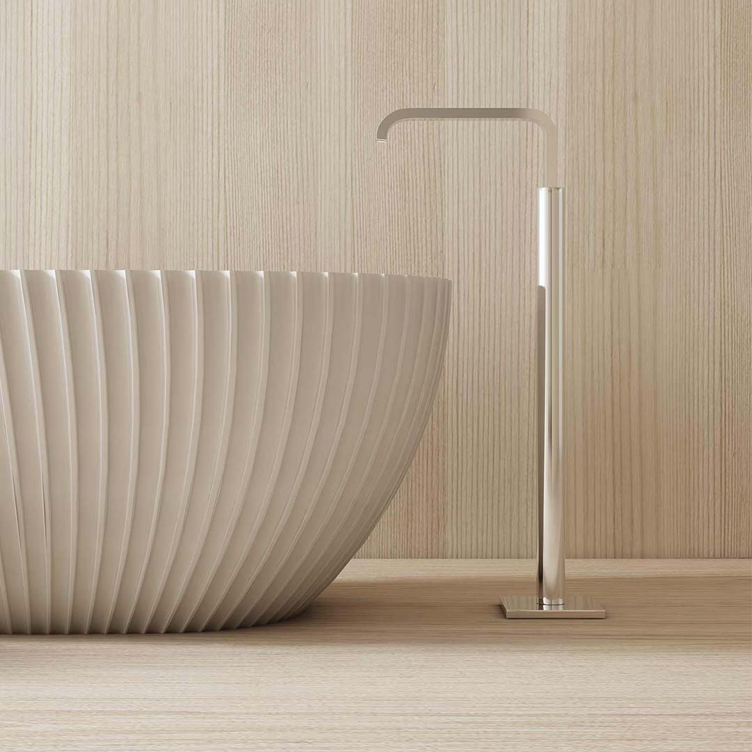Cada de baie, freestanding, 1700x850x580 mm, din compozit, ovala, alb mat, cu riflaje, MonBlari