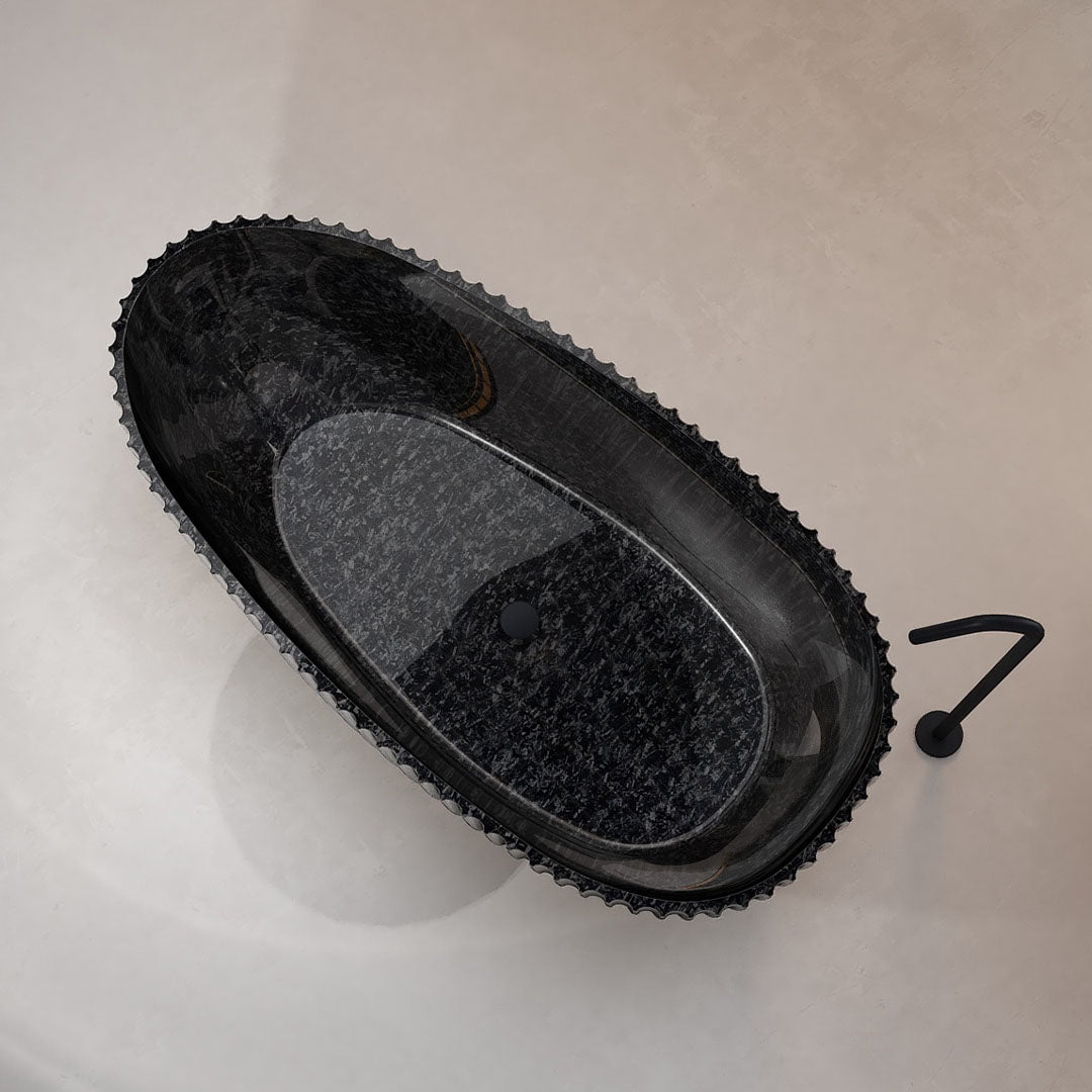 Cada de baie, freestanding, 1700x850x580 mm, negru, din fibra de carbon, ovala, finisaj mat, MonBlari