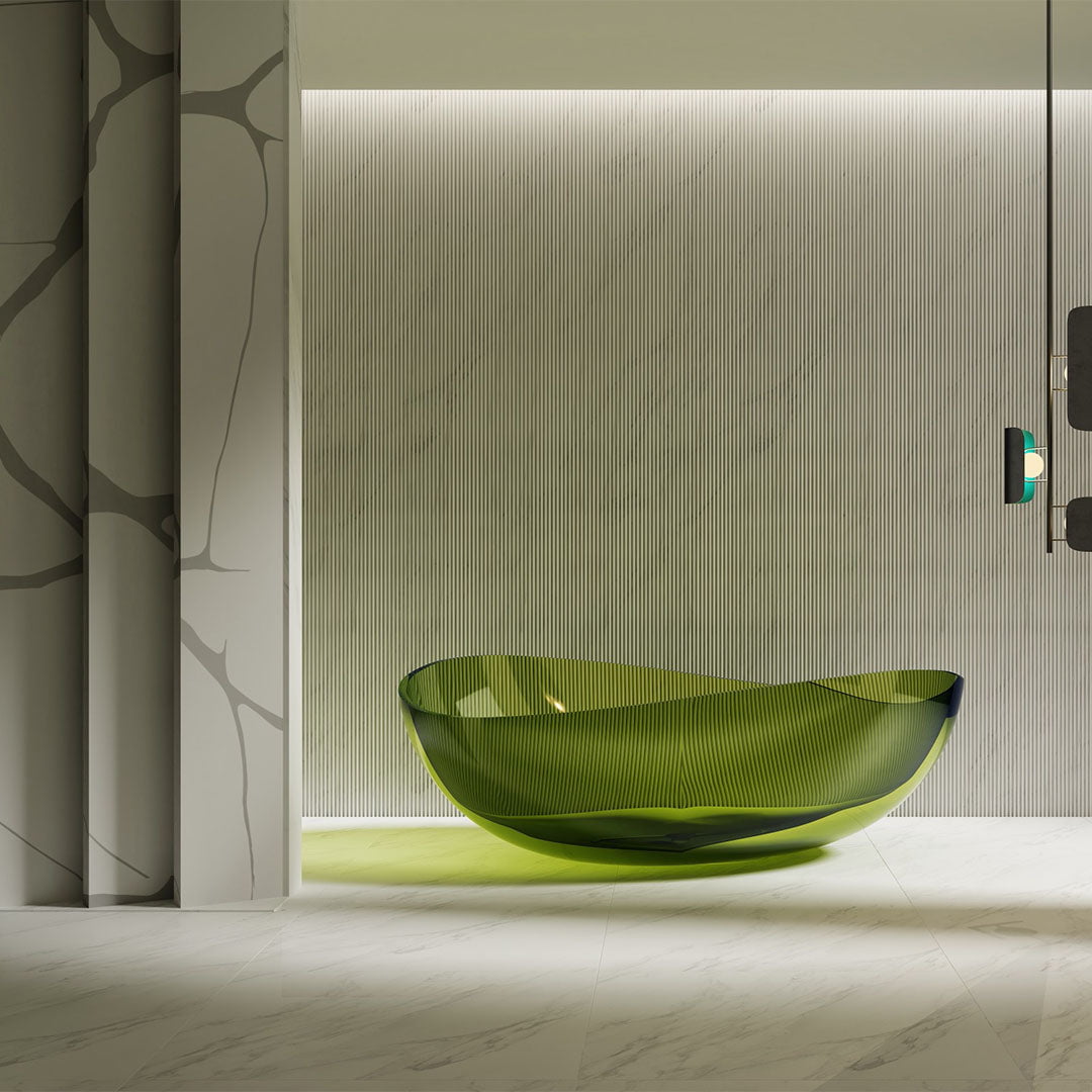 Cada de baie, freestanding, 1800x1100x620, din rasina, ovala, verde transparent, MonBlari