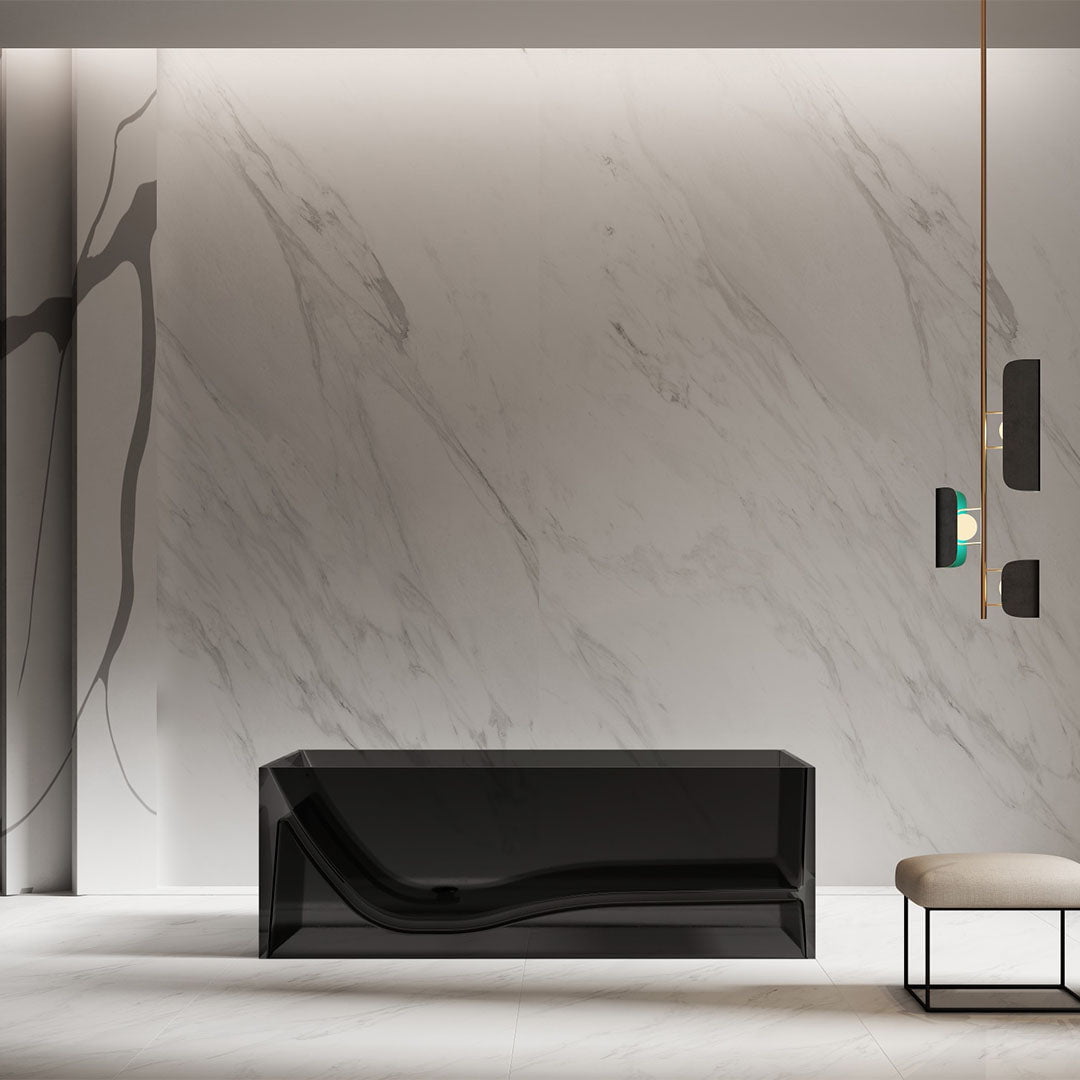 Cada de baie, freestanding, 1800x760x580, din rasina, dreptunghiulara, negru mat transparent, MonBlari