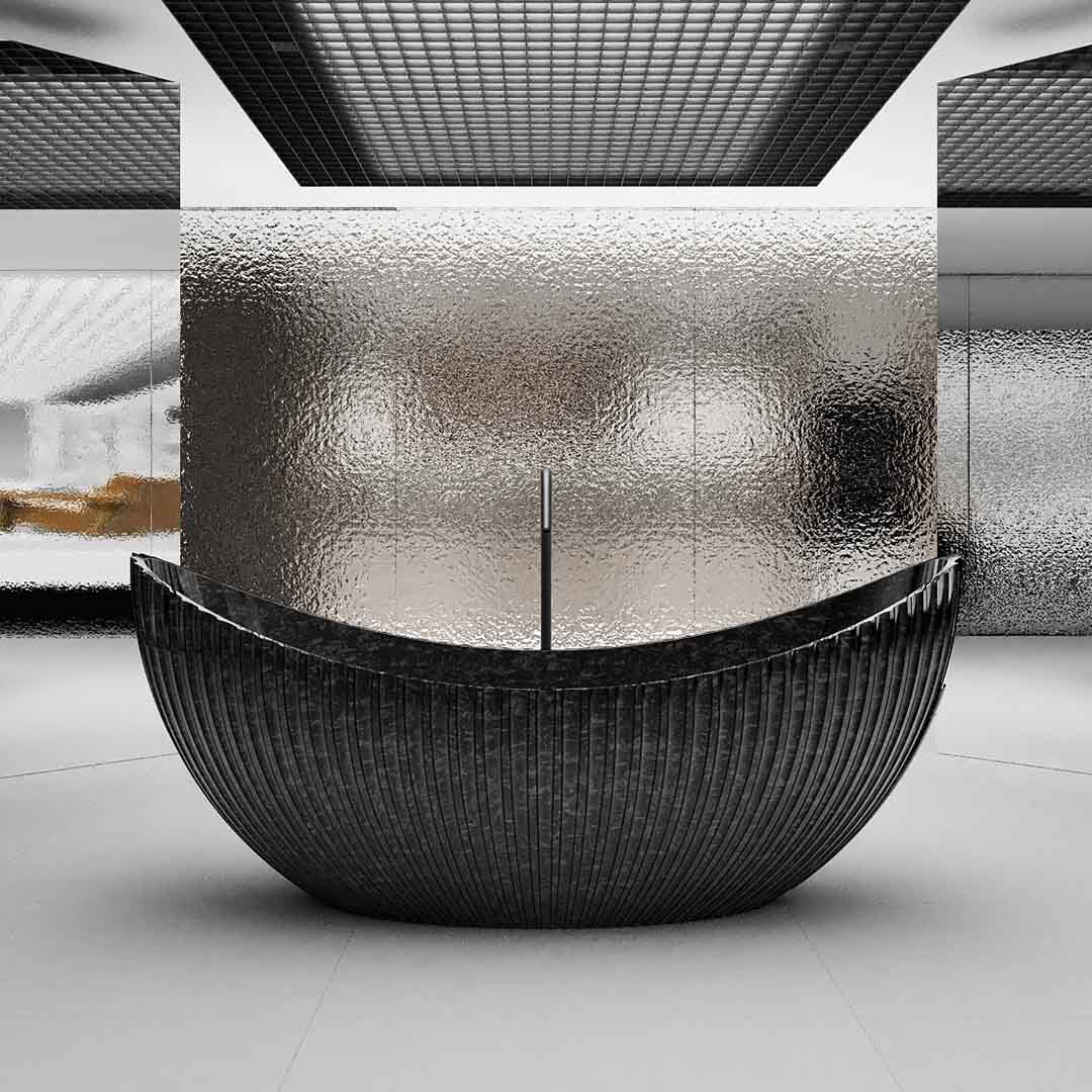 Cada de baie, freestanding, 1800x800x750 mm, negru, din fibra de carbon, ovala, finisaj mat, MonBlari