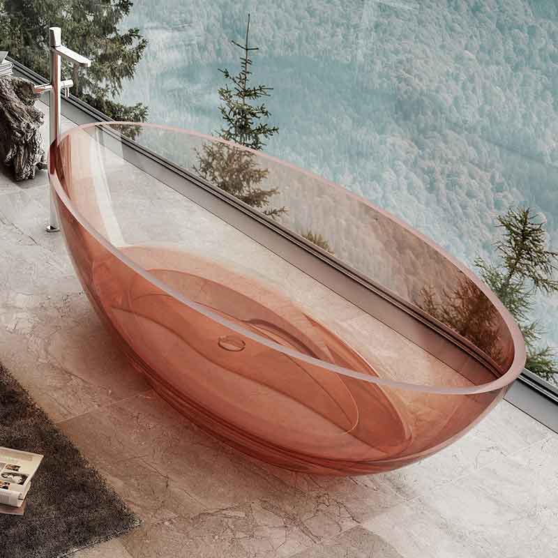 Cada de baie, freestanding, 1800x850x520, din rasina, ovala, nude transparent, MonBlari