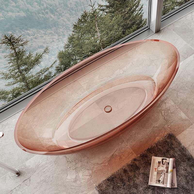 Cada de baie, freestanding, 1800x850x520, din rasina, ovala, nude transparent, MonBlari