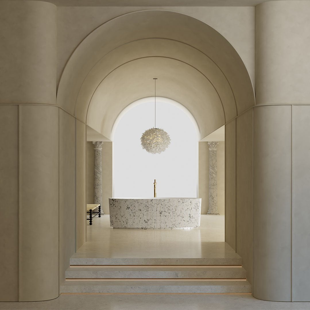 Cada de baie, freestanding, 1800x850x550, din compozit, ovala, alb/gri, riflat, MonBlari