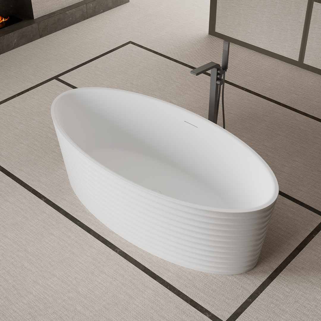 Cada de baie, freestanding, 1800x850x550, din compozit, ovala, alb, MonBlari