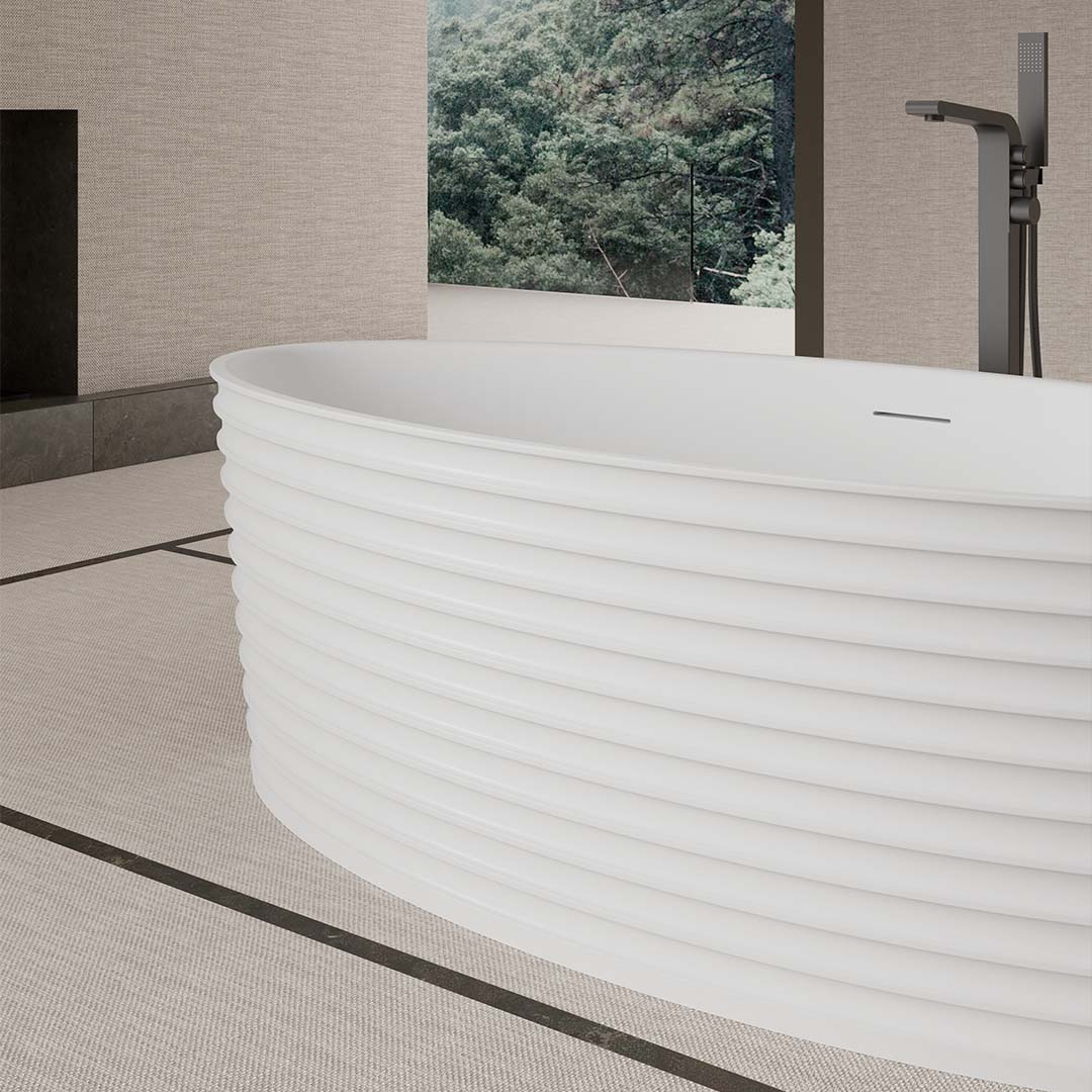 Cada de baie, freestanding, 1800x850x550, din compozit, ovala, alb, MonBlari