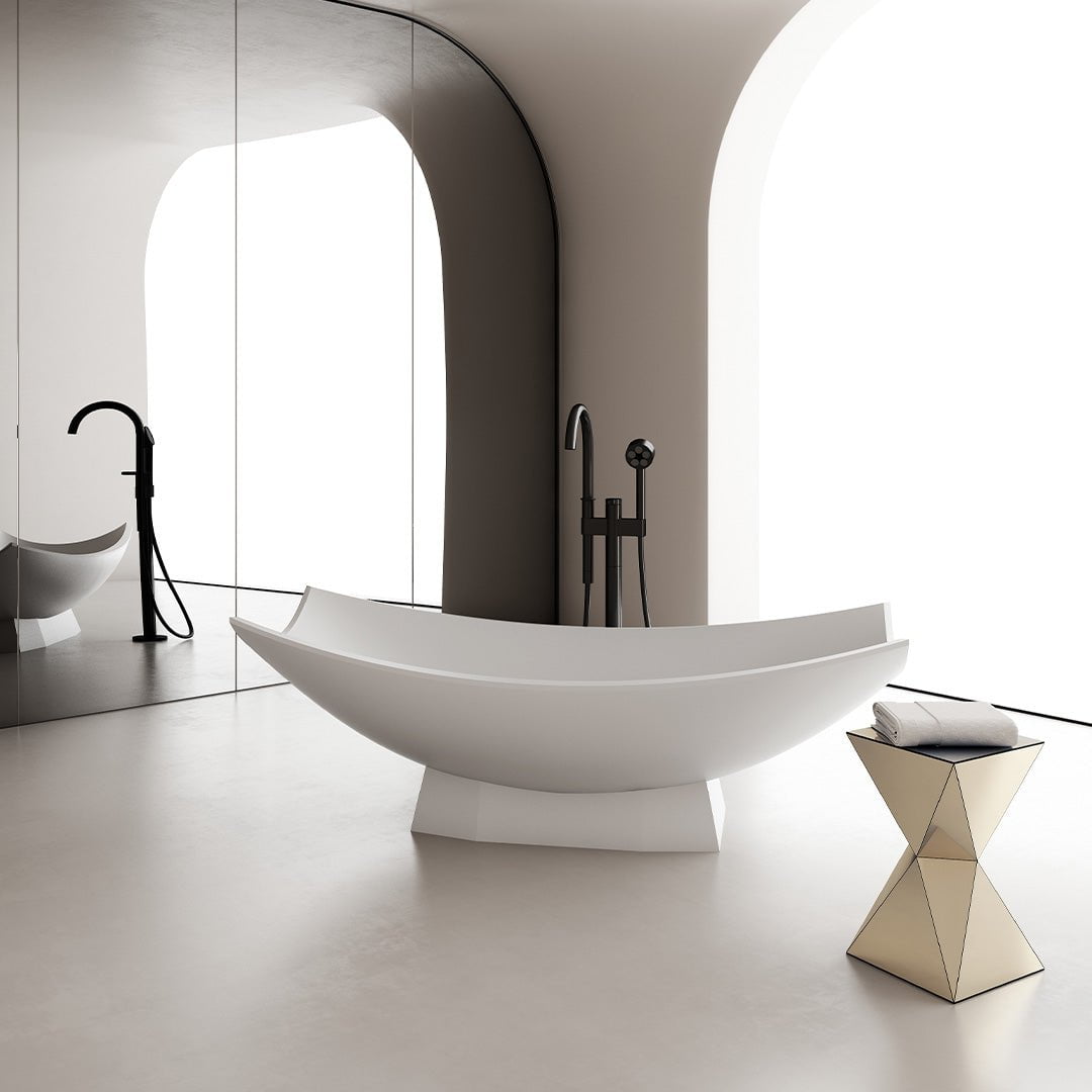 Cada de baie, freestanding, 1800x850x600, din compozit, ovala, alb mat, MonBlari