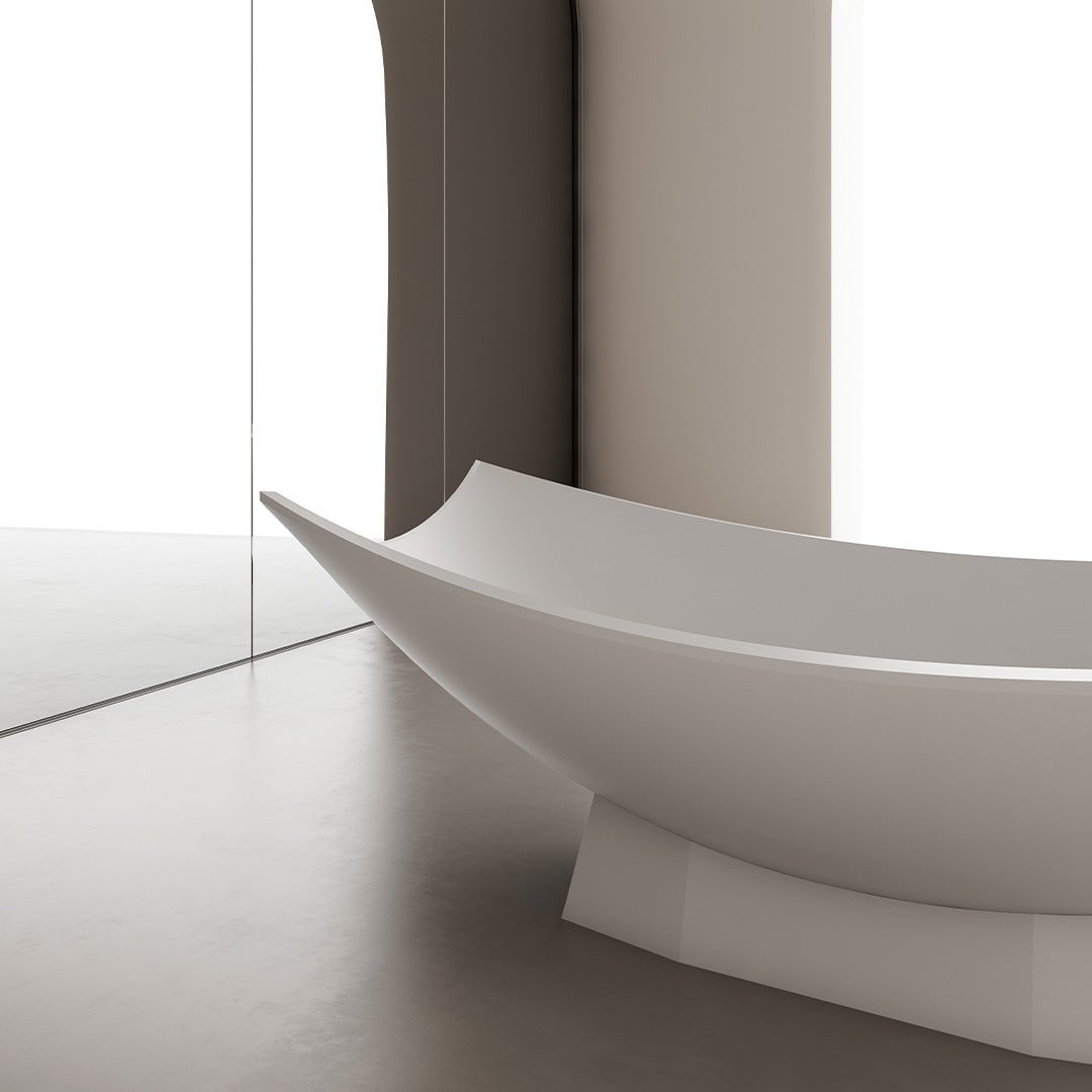 Cada de baie, freestanding, 1800x850x600, din compozit, ovala, alb mat, MonBlari