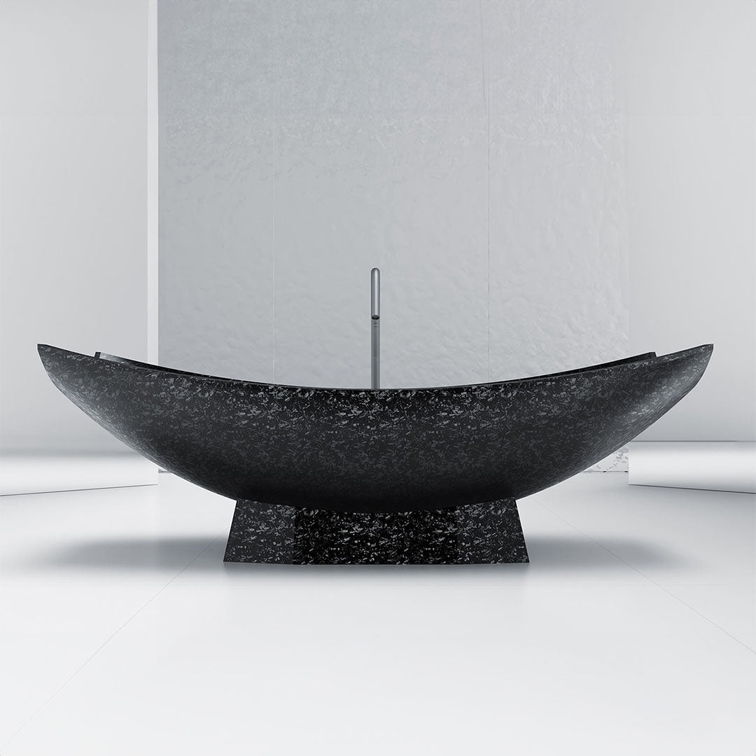 Cada de baie, freestanding, 1800x850x800 mm, negru, din fibra de carbon Mozaic, forma stativ semi-ovala, MonBlari