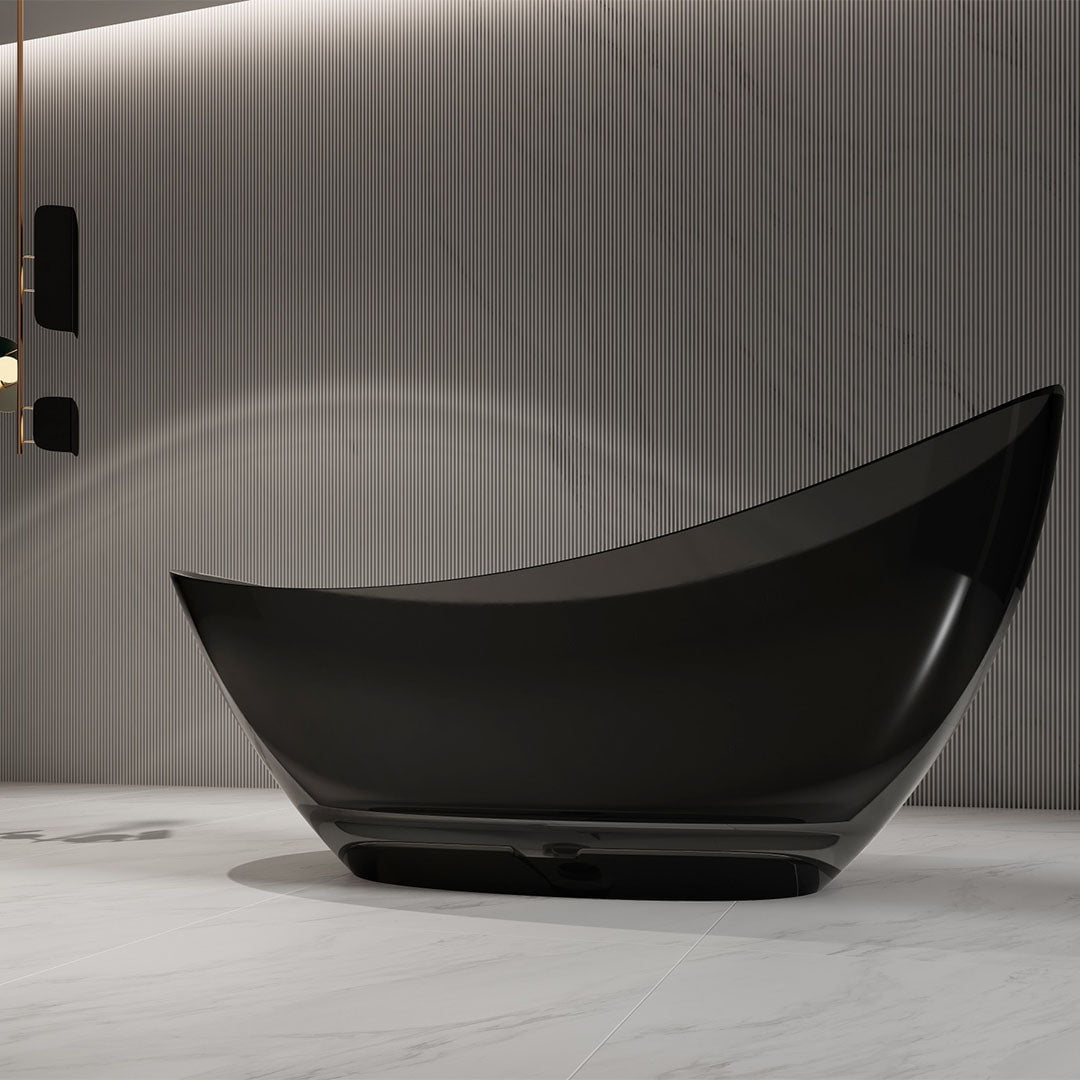 Cada de baie, freestanding, 1850x800x930, din rasina, ovala, negru transparent, MonBlari