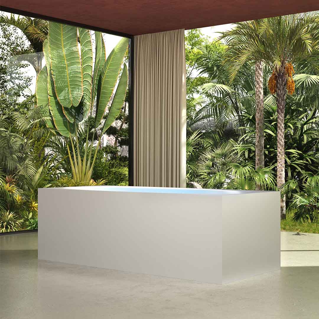 Cada de baie, freestanding, functie jacuzzi, 1700x800x550 mm, din compozit, dreptunghiulara, alb mat, MonBlari