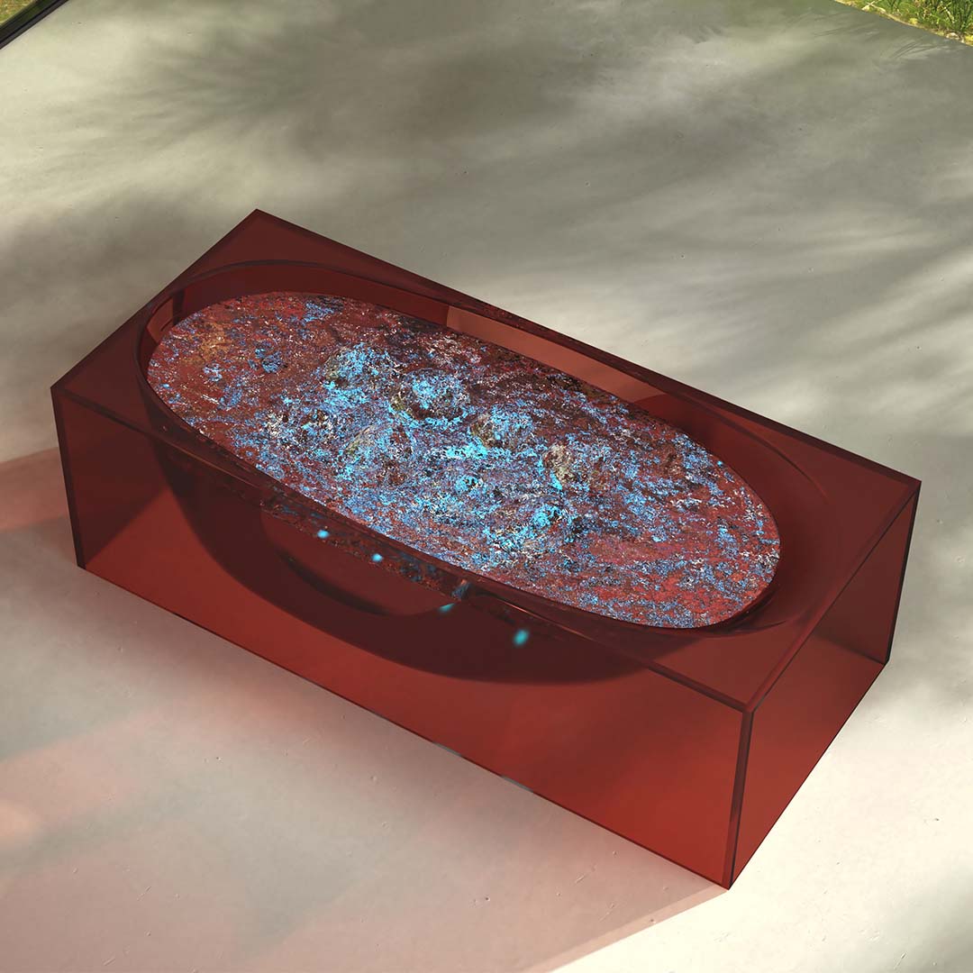 Cada de baie, freestanding, functie jacuzzi, 1700x800x550 mm, din rasina, dreptunghiulara, rosu transparent, MonBlari