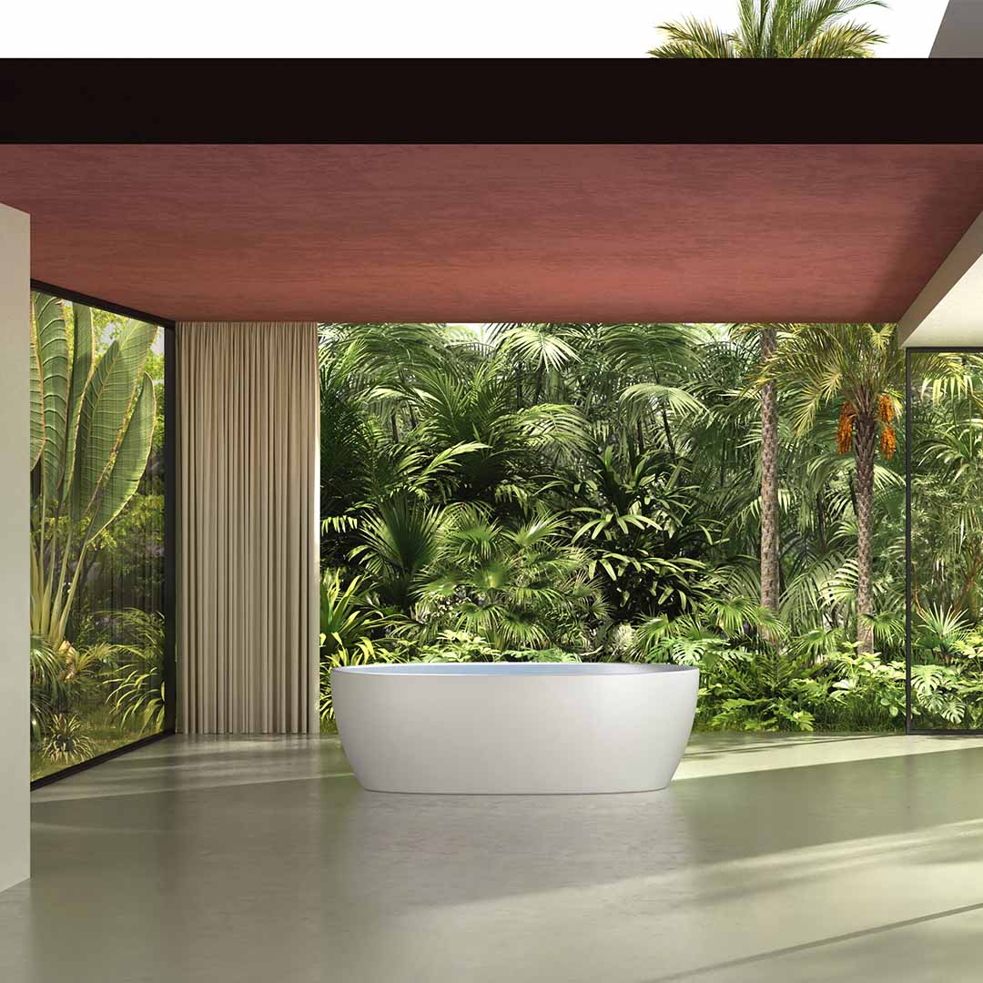Cada de baie, freestanding, functie jacuzzi, 1700x850x550 mm, din compozit, ovala, alb mat, MonBlari