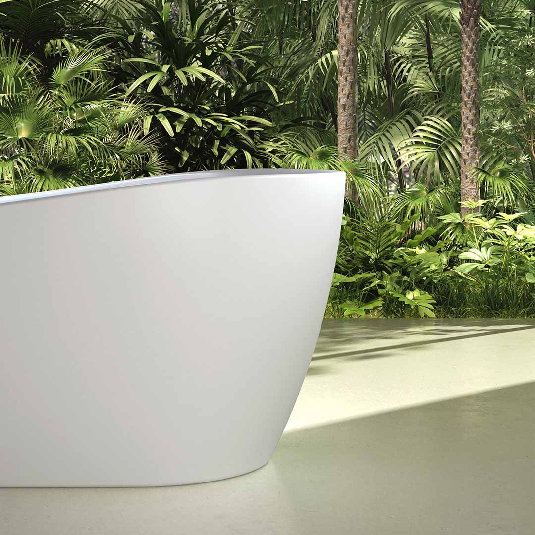 Cada de baie, freestanding, functie jacuzzi, 1800x950x680 mm, din compozit, ovala, margine curbata, alb mat, MonBlari