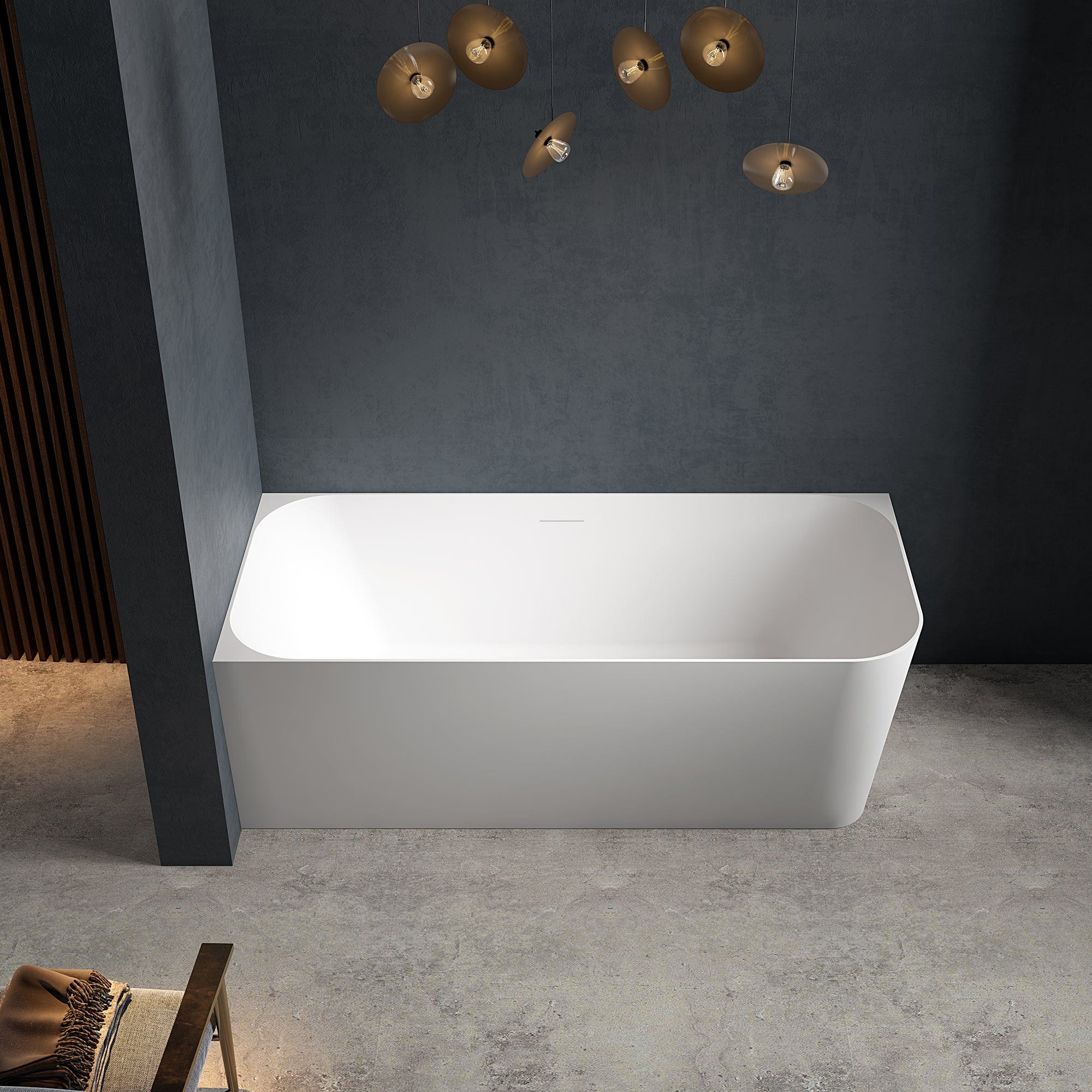 Cadă de colț Brava, 160x75x58 cm, alb lucios, cod 4014, colț perete stânga