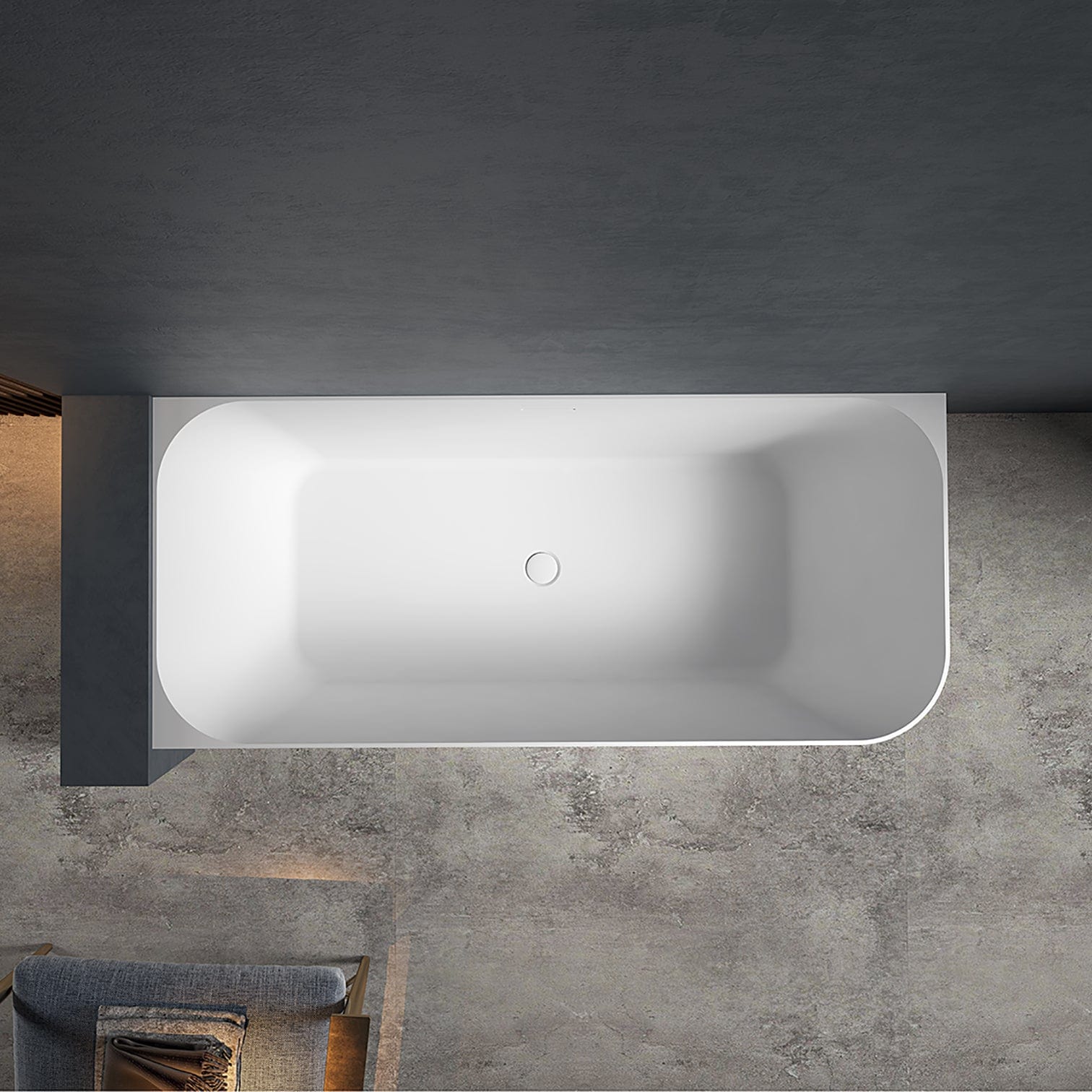 Cadă de colț Brava, 160x75x58 cm, alb lucios, cod 4014, colț perete stânga