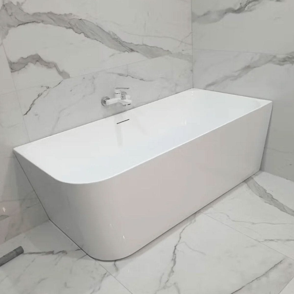 Cadă de colț Maestro, 160x75x58 cm, alb lucios, colț perete dreapta, cod 4022