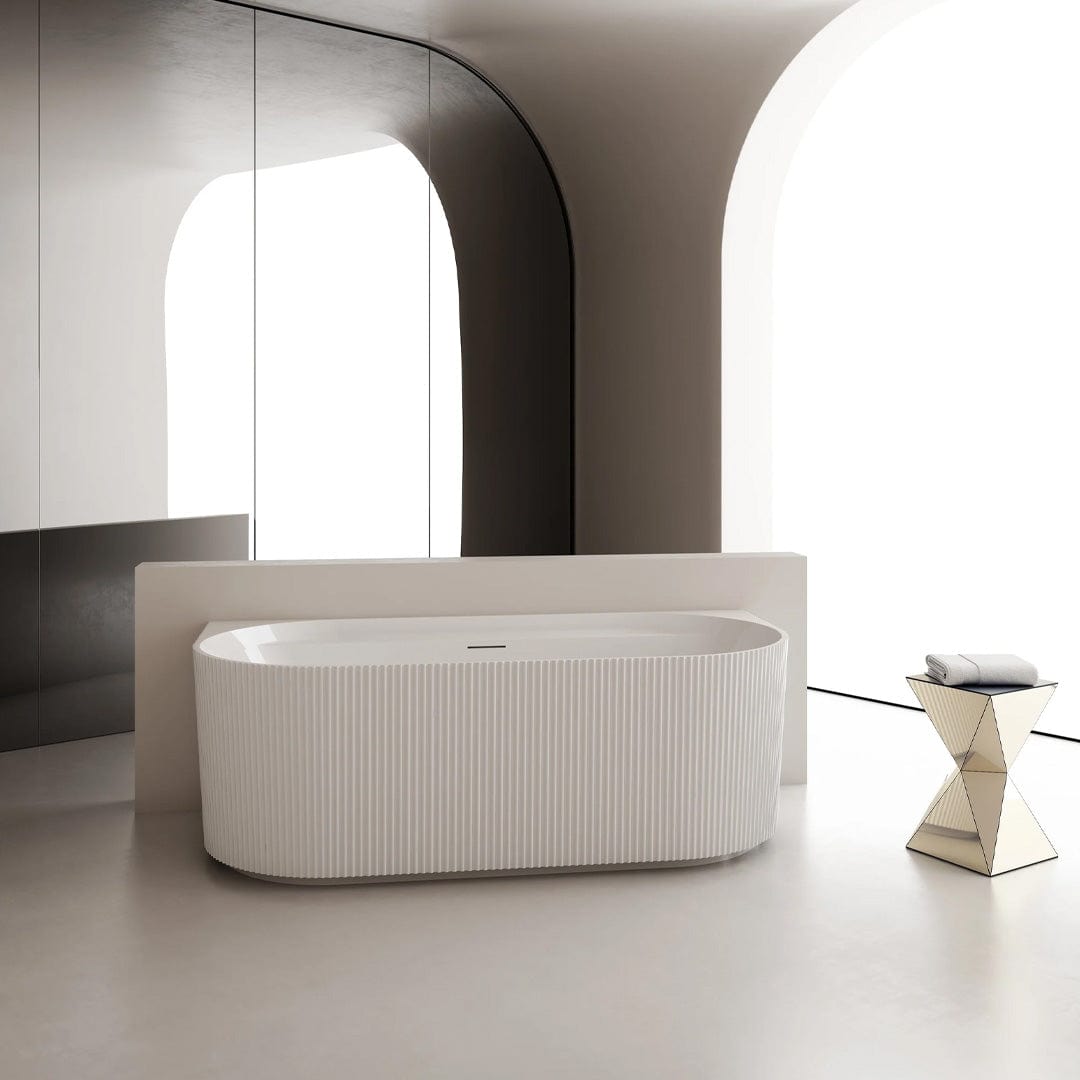 Cadă freestanding, 150x75x58 cm,cu iluminare LED, alb cu riflaje, cod 4024