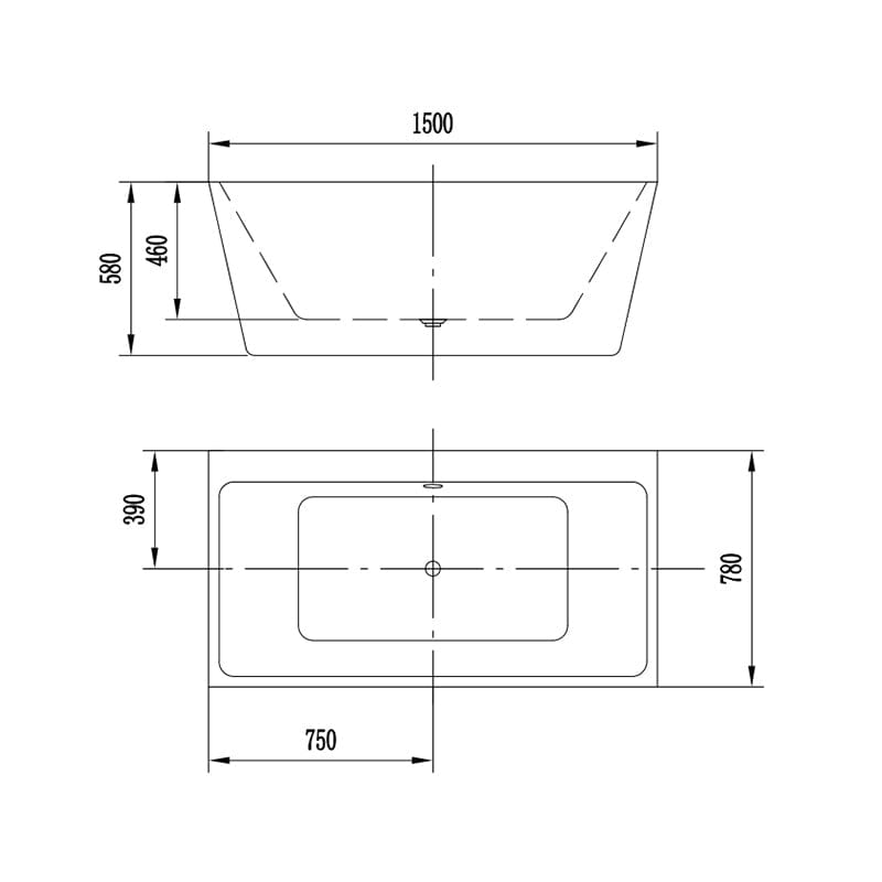 Cadă freestanding, Florida, Alvaro New 150 cm, dreptunghiulară, cu instalație completă, alb