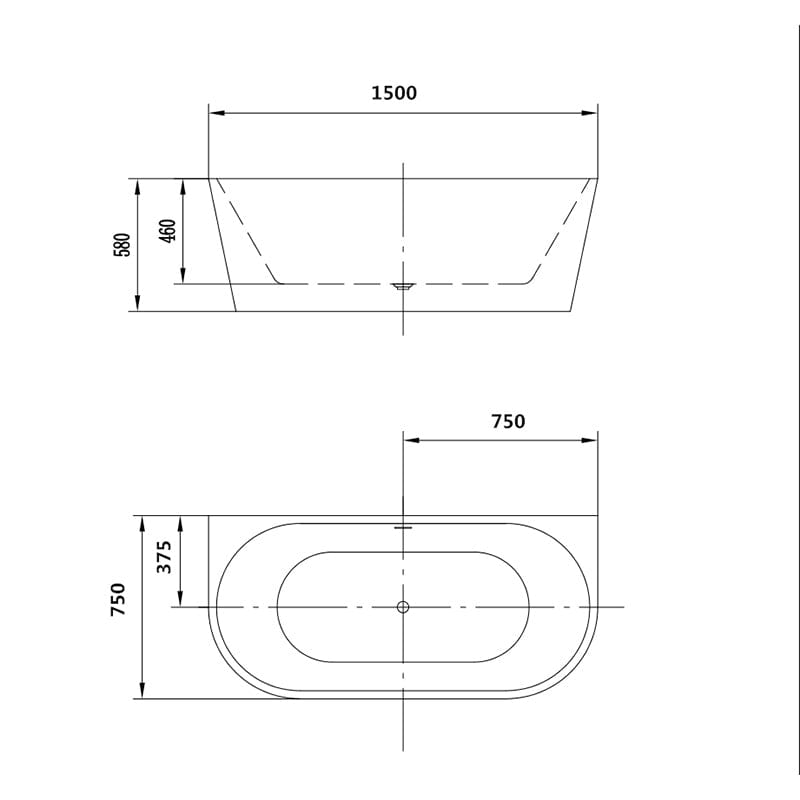 Cadă freestanding, Florida, Beatrice 150 cm, semi-ovală, cu instalație completă, alb