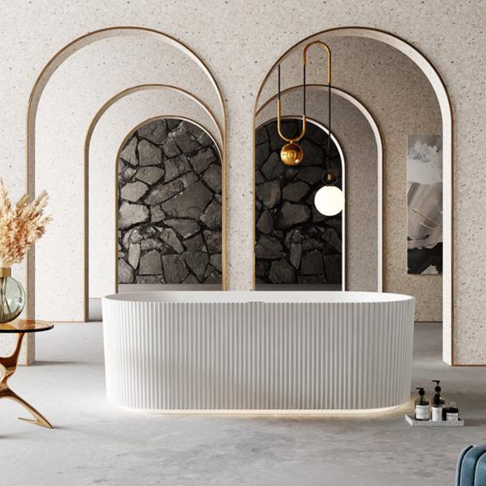 Cadă freestanding Fresco, cu iluminare LED, 150x75x58 cm, alb lucios, cod 4020