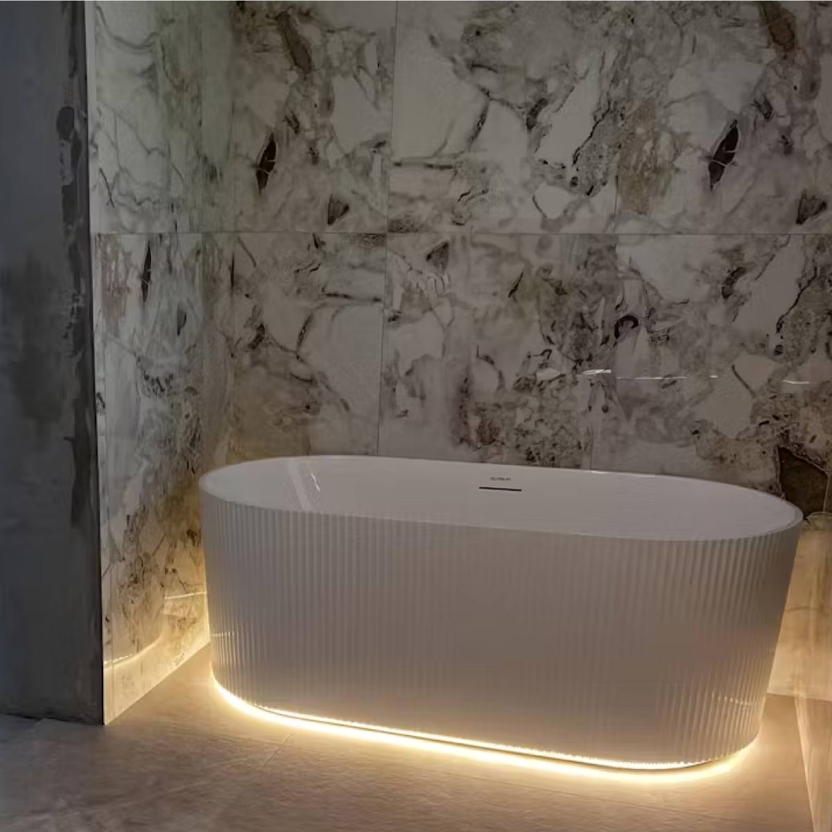 Cadă freestanding Fresco, cu iluminare LED, 150x75x58 cm, alb lucios, cod 4020