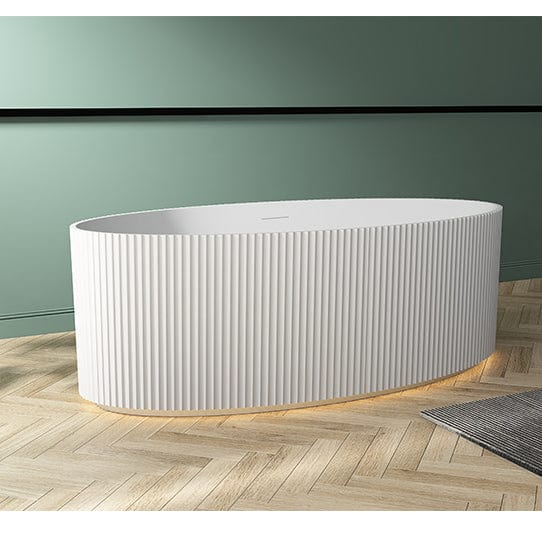 Cadă freestanding ovală Gloria, cu iluminare LED, 170x85x58 cm, alb lucios, cod G4012