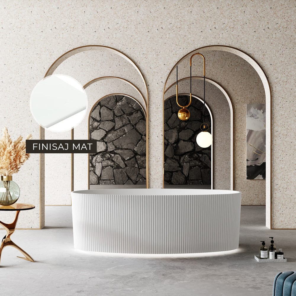 Cadă freestanding ovală Gloria, cu iluminare LED, 170x85x58 cm, alb mat, cod M4012