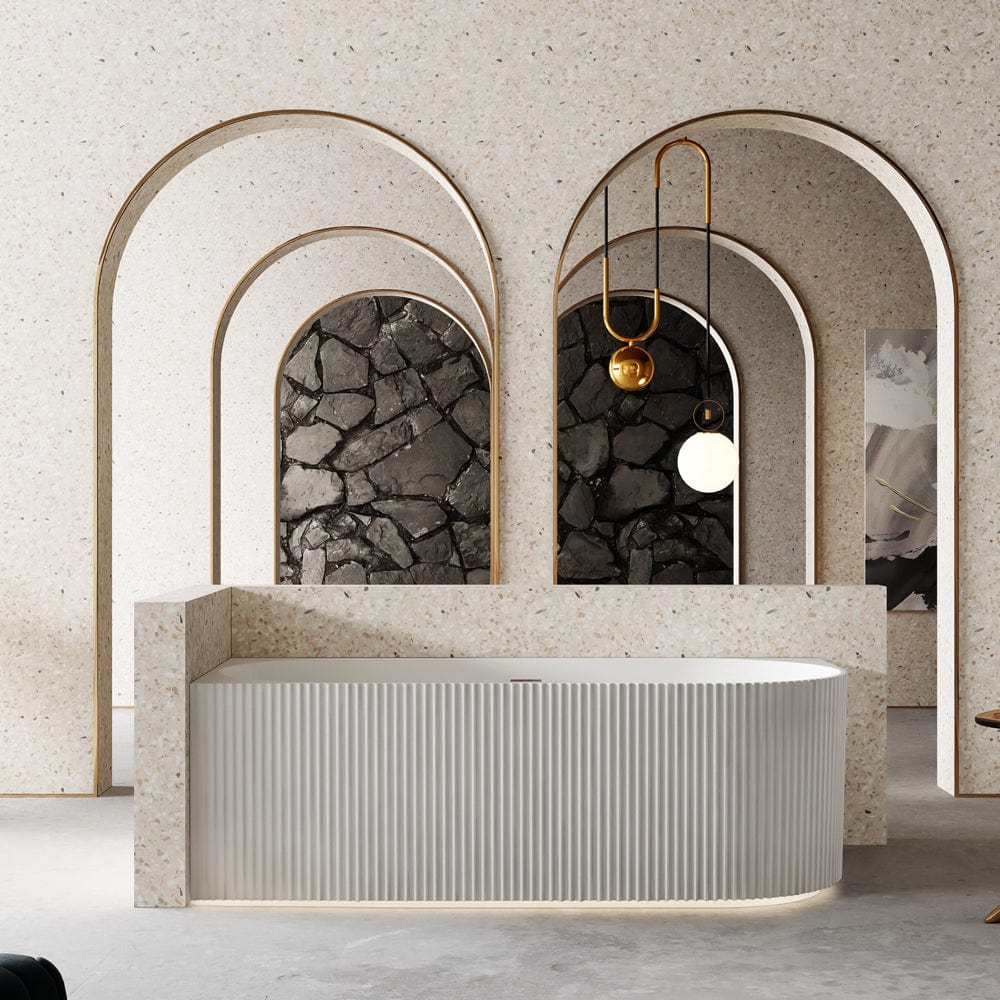 Cadă pe colț Andalusia, cu iluminare LED, 150x75x58 cm, alb lucios, colț perete stânga, cod 4021