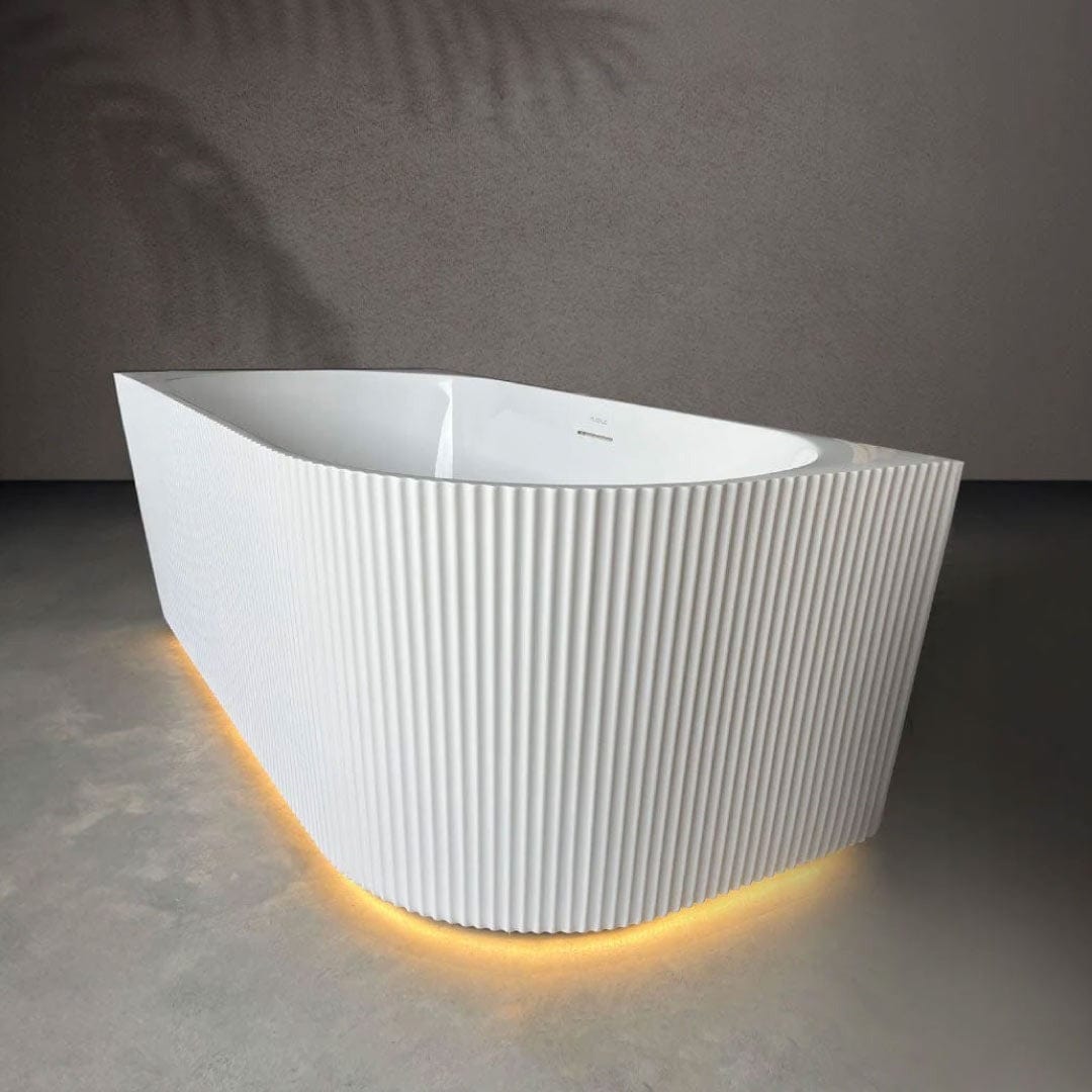 Cadă pe colț Andalusia, cu iluminare LED, 150x75x58 cm, alb lucios, colț perete stânga, cod 4021